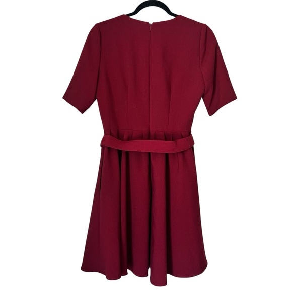 Women’s Gal Meets Glam Fit and Flare Size 4 Burgundy Dress Belted - Picture 6 of 13
